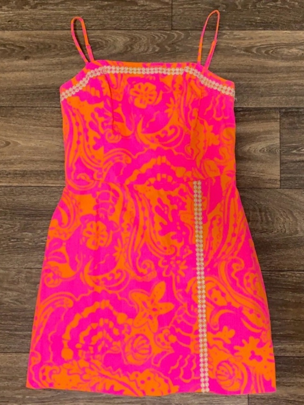 Lilly Pulitzer Pink and Orange Paisley Spaghetti-Strap romper